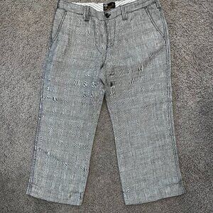 Rare Vintage RALPH LAUREN POLO JEANS CO. 100% Linen Glen Plaid Cropped Pants 8